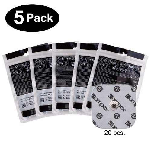 Compex Easy Snap Electrode 2 x 2 inch 5 Pack (20 pcs) White CX172EL01-5PK