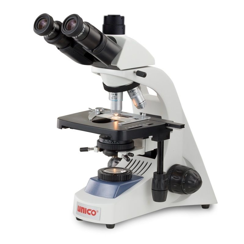 Unico Trinocular Wf10X 4X 10X 40Xr 100Xr Plan Achromat Objectives Mechanical Stage IP733PL